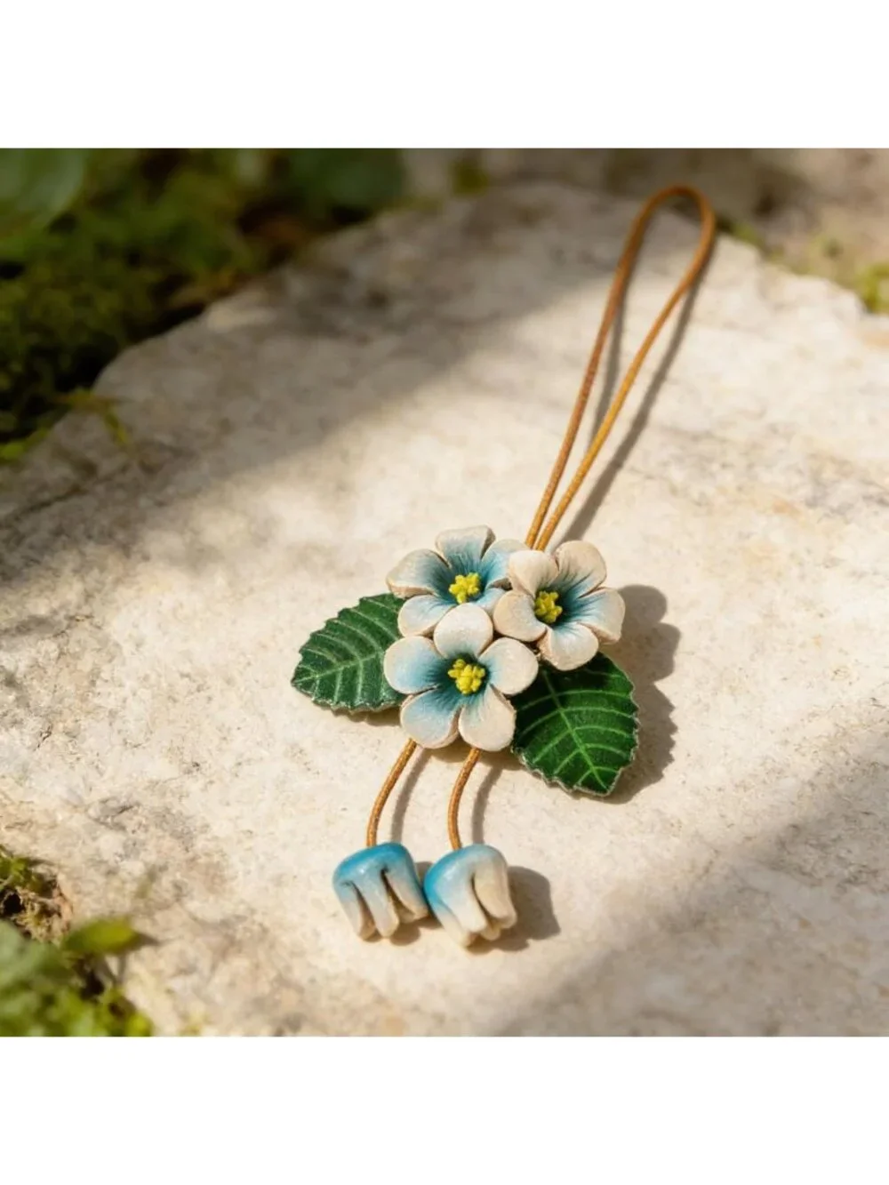 Boho Genuine Leather Flower Keychain | Cute Bag Charm for Handbag & Purse